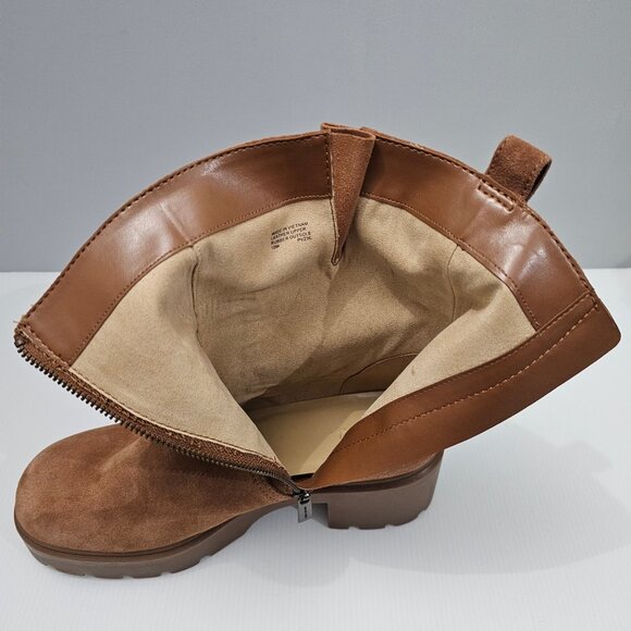 Michael Michael Kors Perry Moto Boot Womens 10 Brown Suede Combat Lug Sole - Picture 10 of 15